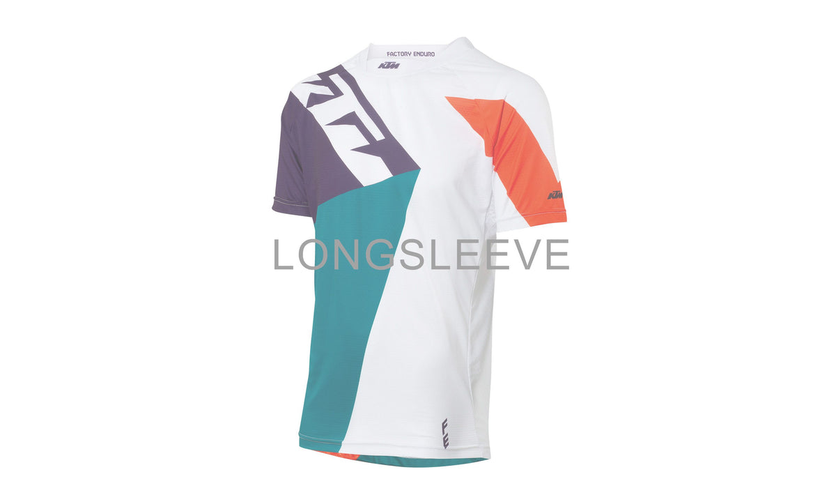 FACTORY ENDURO SHIRT LONGSLEEVE, WHITE/PETROL/OR